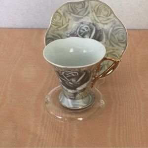 Vintage Limoges House Demitasse Cup & Saucer. Fine Porcelain China